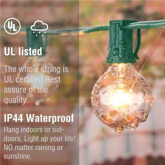 25Ft Christmas String Lights, G40 Globe String Light with 27 Clear Bulbs - Picture 4 of 8